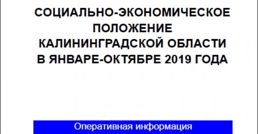 Опубликован доклад "Социально-экономическое положение Калининградской области в январе-октябре 2019 года"